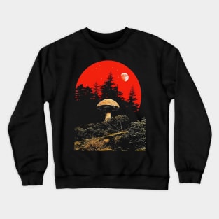 Dark Full Moon Mushroom Retro Vintage Art Crewneck Sweatshirt